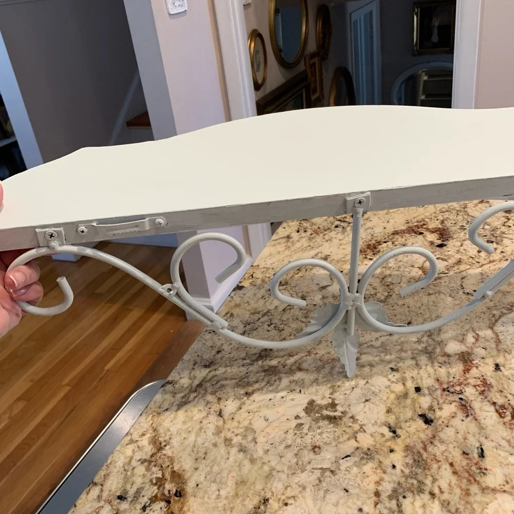 Painted wood and metal shelf
